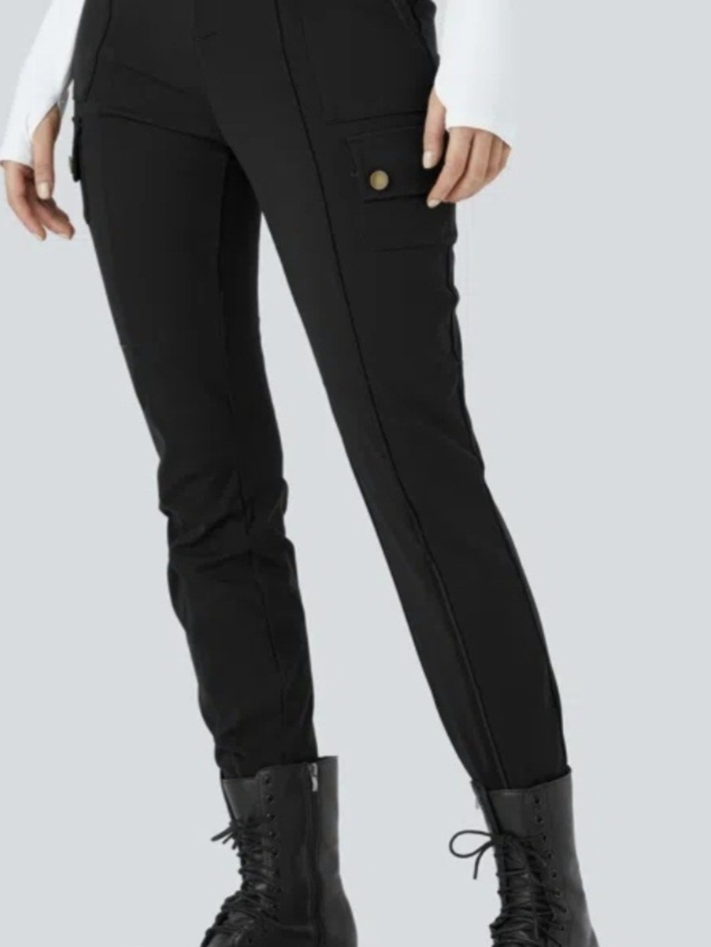 Black Cargo Skinny Utility Pants - Women